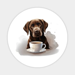 Labrador Retriever Drinking Coffee Magnet